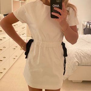 Zara White Dress with black bows